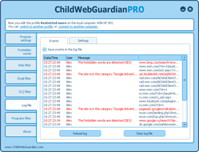 Web filtering software - ChildWebGuardian